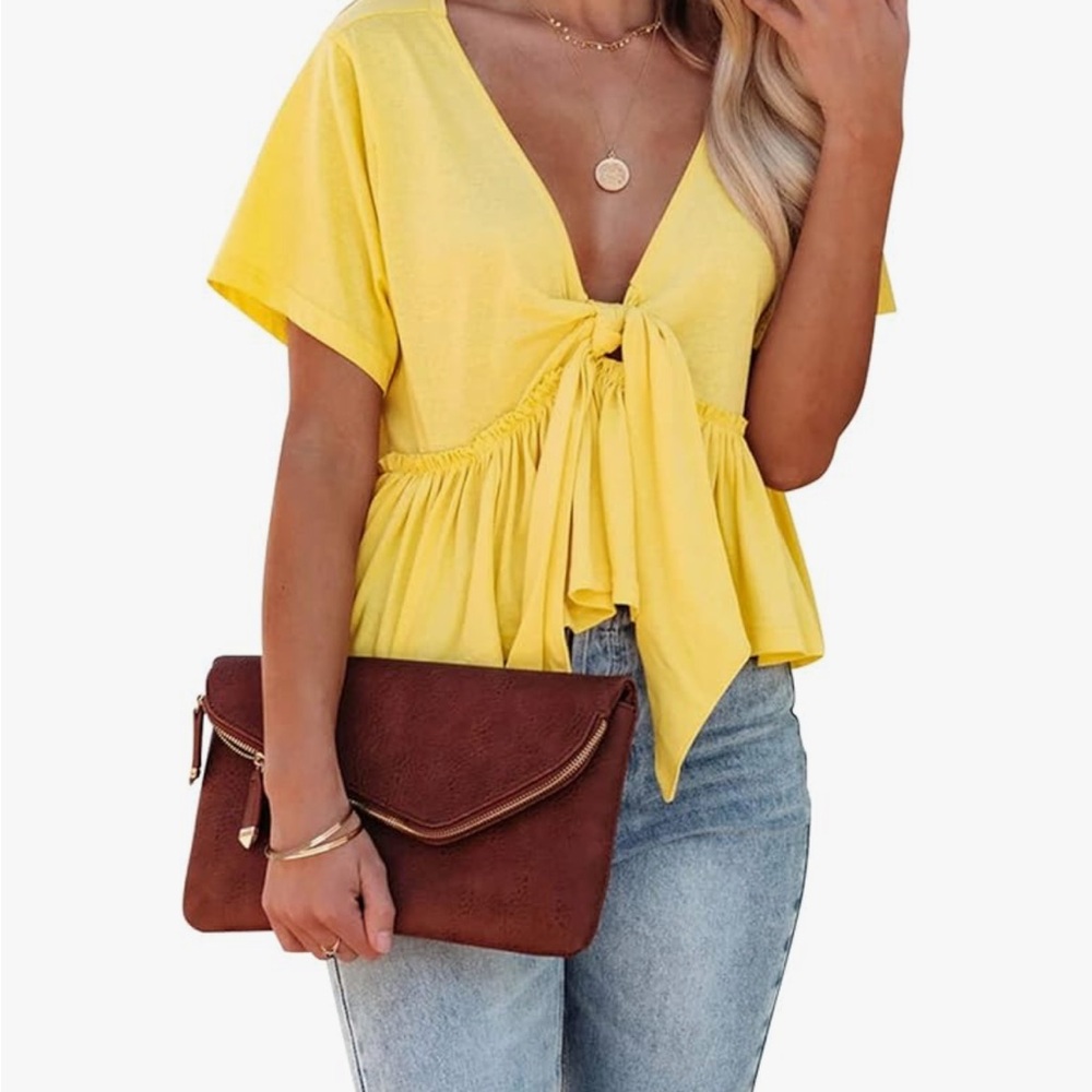 Yellow Tie-Front Top